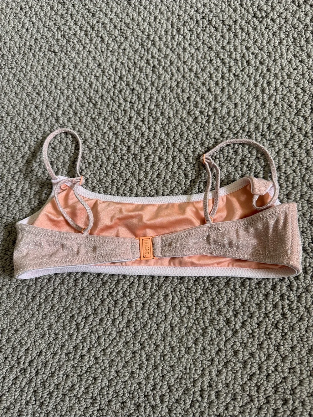 Triangl Swimwear Peach Sparkly Bikini Top with Adjustable Straps